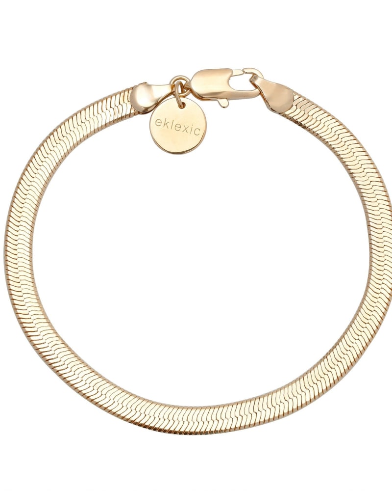 Front of a size 9" 5mm Viper Chain Anklet 9" Gold in Gold by Eklexic. | dia_product_style_image_id:275171